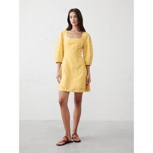 NWT Banana Republic Linen Blend Mini Dress Yellow Hibiscus Size 4 Petite